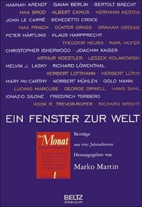 Buchcover: Marko Martin (Hg.). Ein Fenster zur Welt - Der Monat. Beiträge aus vier Jahrzehnten. Beltz Athenäum, Weinheim, 2000.