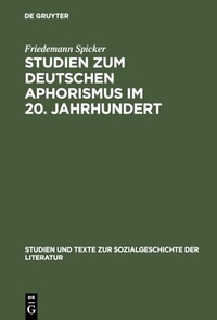 Cover: Studien zum deutschen Aphorismus im 20. Jahrhundert
