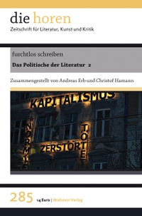 Buchcover: furchtlos schreiben. Das Politische der Literatur 2 - Die Horen. Band 285. Wallstein Verlag, Göttingen, 2022.