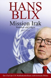 Buchcover: Hans Blix. Mission Irak - Wahrheit und Lügen. Droemer Knaur Verlag, München, 2004.