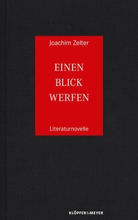 Buchcover: Joachim Zelter. Einen Blick werfen - Literaturnovelle. Klöpfer und Meyer Verlag, Tübingen, 2013.