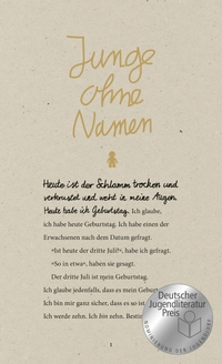 Buchcover: Steve Tasane. Junge ohne Namen - Roman. (Ab 12 Jahre). Fischer Sauerländer Verlag, Düsseldorf, 2019.