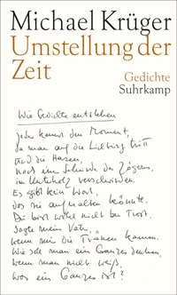 Buchcover: Michael Krüger. Umstellung der Zeit - Gedichte. Suhrkamp Verlag, Berlin, 2013.