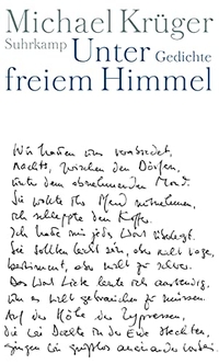 Buchcover: Michael Krüger. Unter freiem Himmel - Gedichte. Suhrkamp Verlag, Berlin, 2007.