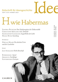 Buchcover: Jens Hacke (Hg.) / Stephan Schlak (Hg.). H wie Habermas - Zeitschrift für Ideengeschichte Heft XV/3 Herbst 2021. C.H. Beck Verlag, München, 2021.
