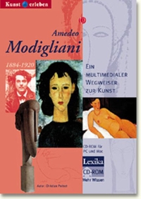 Buchcover: Christian Parisot. Amadeo Modigliani - Ein multimedialer Wegweiser zur Kunst. Lexika Verlag, Würzburg, 1998.