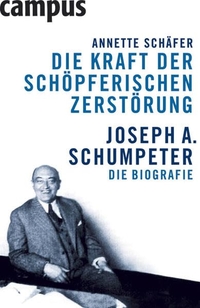 Buchcover: Annette Schäfer. Die Kraft der schöpferischen Zerstörung - Joseph A. Schumpeter. Die Biografie. Campus Verlag, Frankfurt am Main, 2008.