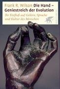 Buchcover: Frank R. Wilson. Die Hand - Geniestreich der Evolution - Ihr Einfluss auf Gehirn, Sprache und Kultur des Menschen. Klett-Cotta Verlag, Stuttgart, 2000.