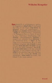 Buchcover: Wilhelm Hengstler. fare - Eine griechische Novelle. Droschl Verlag, Graz, 2004.