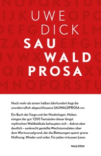 Cover: Uwe Dick. Sauwaldprosa. Wallstein Verlag, Göttingen, 2022.