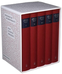 Buchcover: Friedrich Dürrenmatt. Das Stoffe-Projekt - Textgenetische Edition in fünf Bänden im Schuber verbunden mit einer erweiterten Online-Version. Diogenes Verlag, Zürich, 2021.