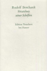 Cover: Rudolf Borchardt: Verzeichnis seiner Schriften