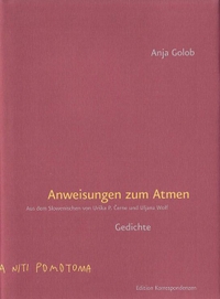 Buchcover: Anja Golob. Anweisungen zum Atmen. Edition Korrespondenzen, Wien, 2018.