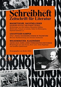 Buchcover: Robert Denos / Raoul Hausmann / Boris Lurie / Raymond Roussel. Schreibheft - Zeitschrift für Literatur. Band 91. Rigodon Verlag, Essen, 2018.