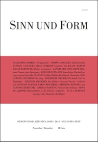Cover: Sinn und Form 6/2015 - November/Dezember 2015. Sinn und Form, Berlin, 2015.