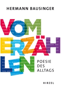 Buchcover: Hermann Bausinger. Vom Erzählen - Poesie des Alltags. Hirzel Verlag, Stuttgart, 2022.