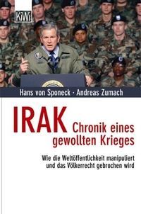 Buchcover: Hans von Sponeck / Andreas Zumach. Irak - Chronik eines gewollten Krieges. Kiepenheuer und Witsch Verlag, Köln, 2003.