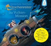 Buchcover: David Fowler / Cornelia Funke. Drachenreiter - Die Vulkan-Mission - 2 CDs. Atmende Bücher, Hamburg, 2017.