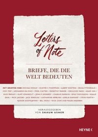 Cover: Shaun Usher (Hg.). Letters of Note - Briefe, die die Welt bedeuten. Heyne Verlag, München, 2014.