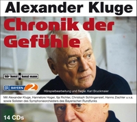 Buchcover: Alexander Kluge. Chronik der Gefühle - 14 Audio-CDs. Antje Kunstmann Verlag, München, 2009.