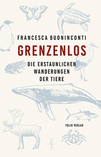 Buchcover: Francesca Buoninconti. Grenzenlos - Die erstaunlichen Wanderungen der Tiere. Folio Verlag, Wien - Bozen, 2021.